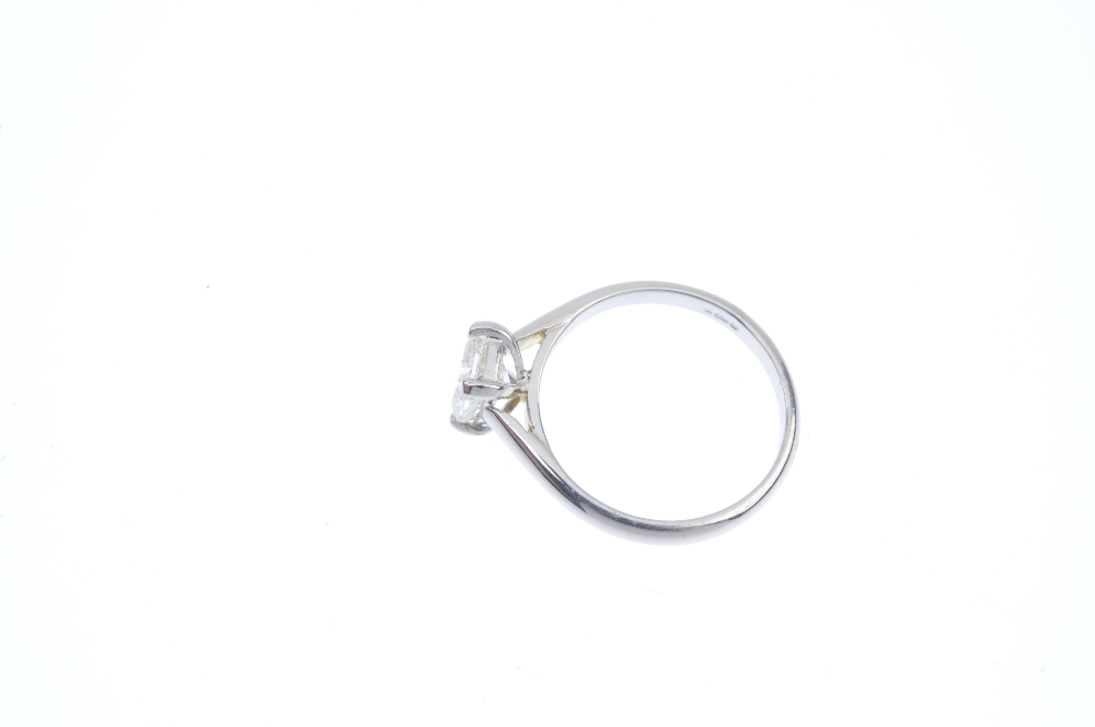 An 18ct gold diamond single-stone ring. The rectangular-shape diamond, to the plain band. - Image 3 of 4
