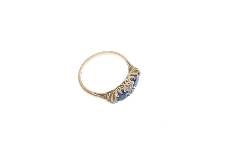 An early 20th century 18ct gold sapphire and diamond dress ring. The two oval-shape sapphires, - Image 3 of 4