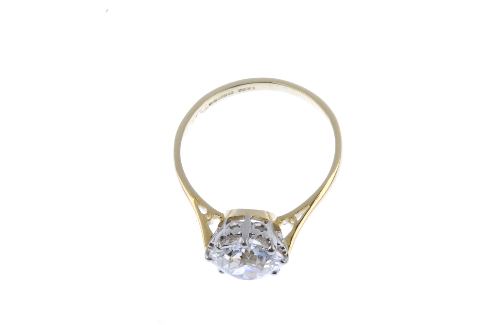 An 18ct gold diamond single-stone ring. The old-cut diamond, to the plain band. Estimated diamond - Image 3 of 3