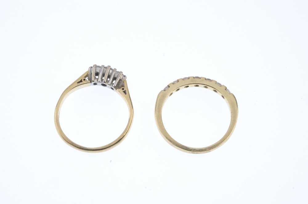 Two 18ct gold diamond dress rings. To include a brilliant-cut diamond three-stone ring and a - Image 3 of 3