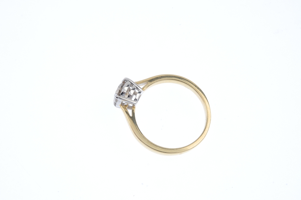 A diamond single-stone ring. The brilliant-cut diamond, to the tapered shoulders and plain band. - Image 3 of 4