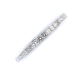 * An 18ct gold diamond half-circle eternity ring. The square-shape diamond channel-set line, to