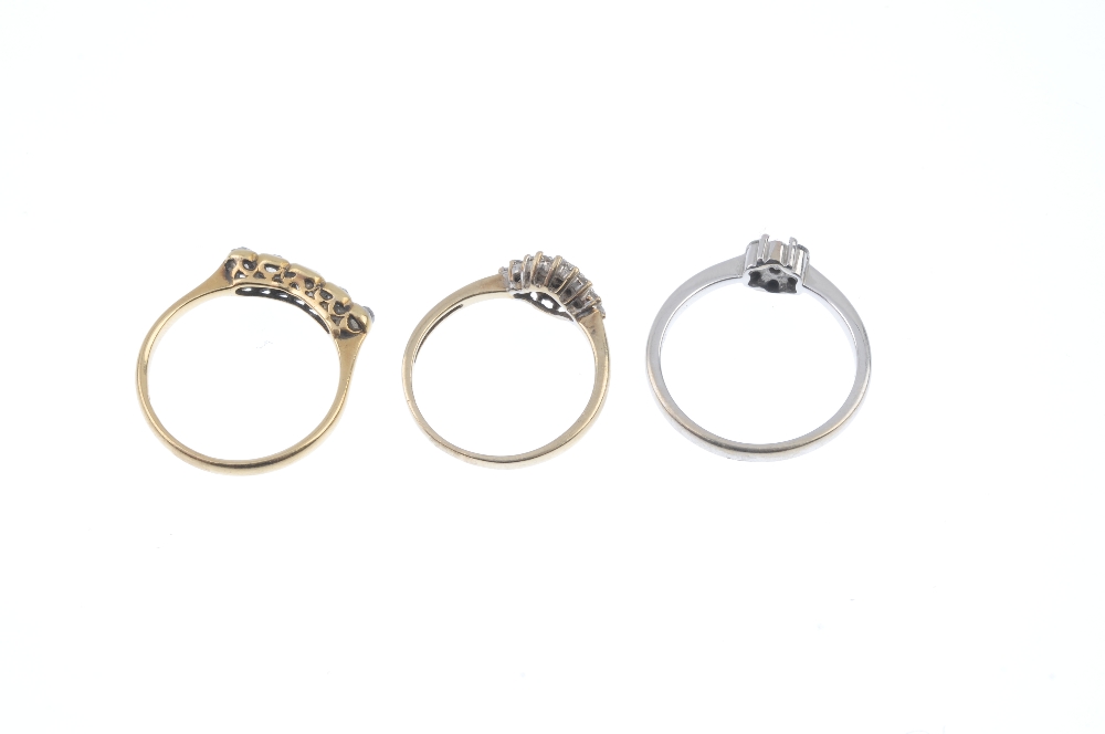 A selection of three diamond rings. To include an early 20th century 18ct gold old-cut diamond - Image 4 of 4