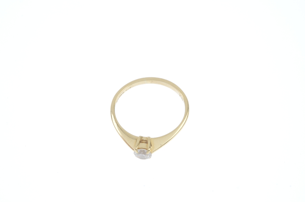 An 18ct gold diamond single-stone ring. The brilliant-cut diamond, to the tapered band. Diamond - Image 2 of 4