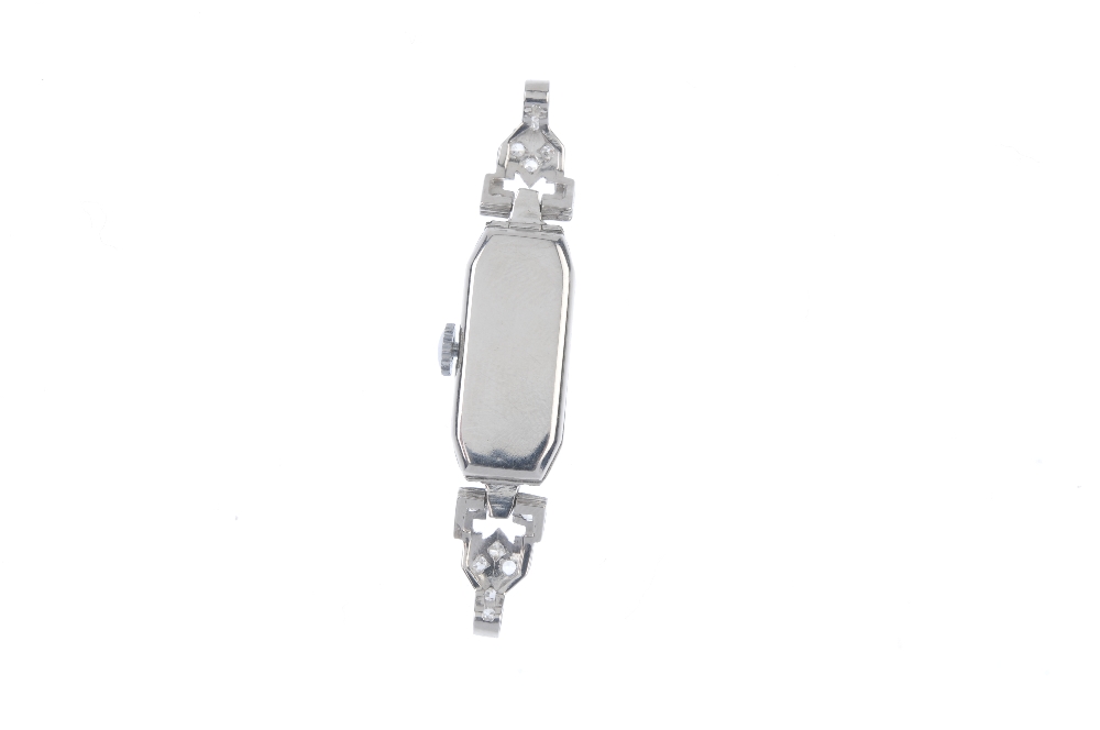 A lady's mid 20th century diamond manual wind cocktail watch head. The rectangular-shape white - Image 2 of 2