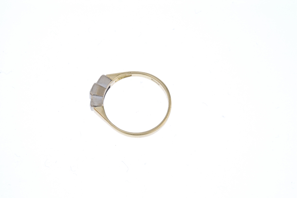 An 18ct gold diamond three-stone ring. The brilliant-cut diamond stepped line, to the tapered - Image 3 of 4