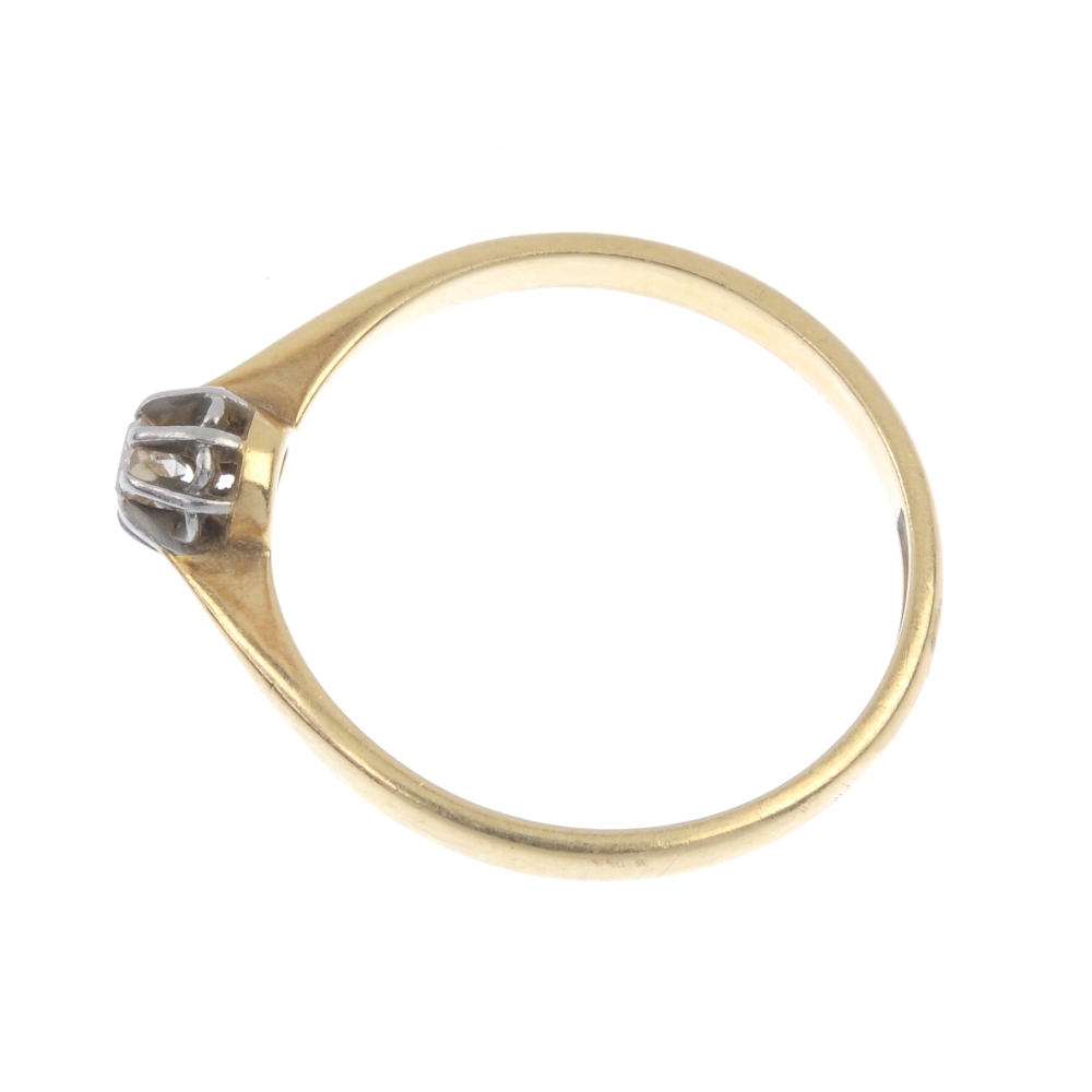 A mid 20th century 18ct gold and platinum diamond single-stone ring. The circular-cut diamond, to - Image 3 of 4