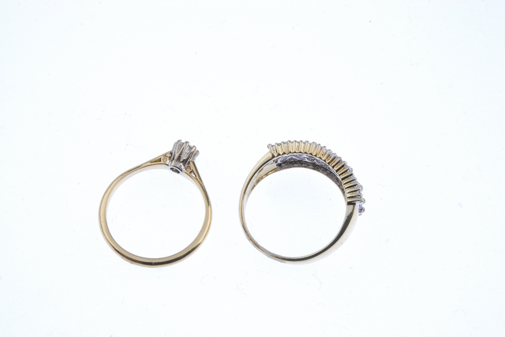 Two diamond and gem-set rings. To include a brilliant-cut diamond single-stone ring, together with a - Image 4 of 4