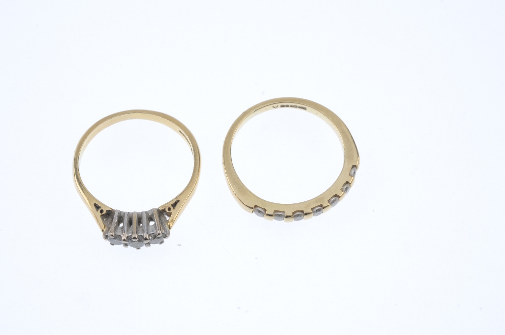Two 18ct gold diamond dress rings. To include a brilliant-cut diamond three-stone ring and a - Image 2 of 3
