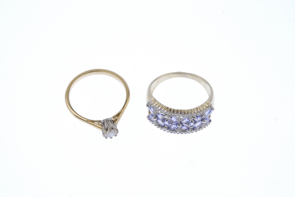 Two diamond and gem-set rings. To include a brilliant-cut diamond single-stone ring, together with a - Image 2 of 4