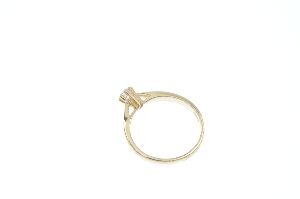 A 14ct gold diamond single-stone ring. The brilliant-cut diamond, to the tapered shoulders and plain - Image 3 of 4