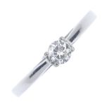 An 18ct gold diamond single-stone ring. The brilliant-cut diamond, within an openwork mount, to