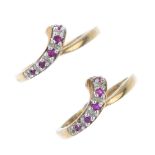 A selection of four 9ct gold diamond and gem-set dress rings. To include an amethyst and diamond