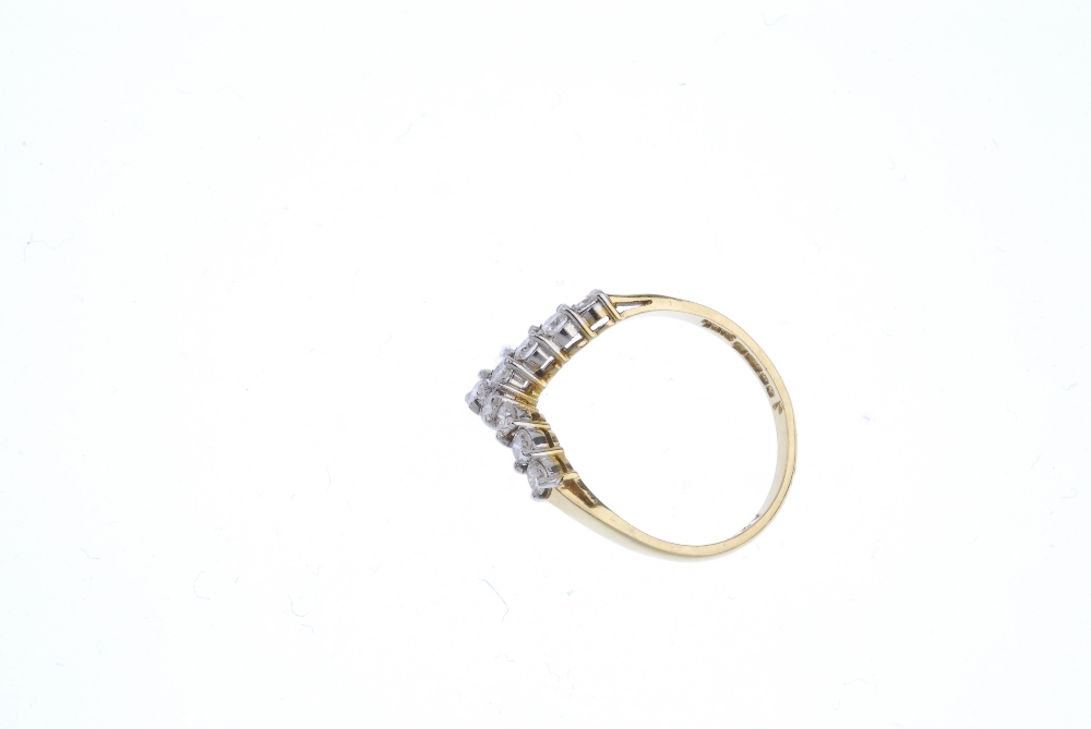 An 18ct gold diamond chevron ring. The brilliant-cut diamond chevron, to the plain band. Estimated - Image 3 of 4