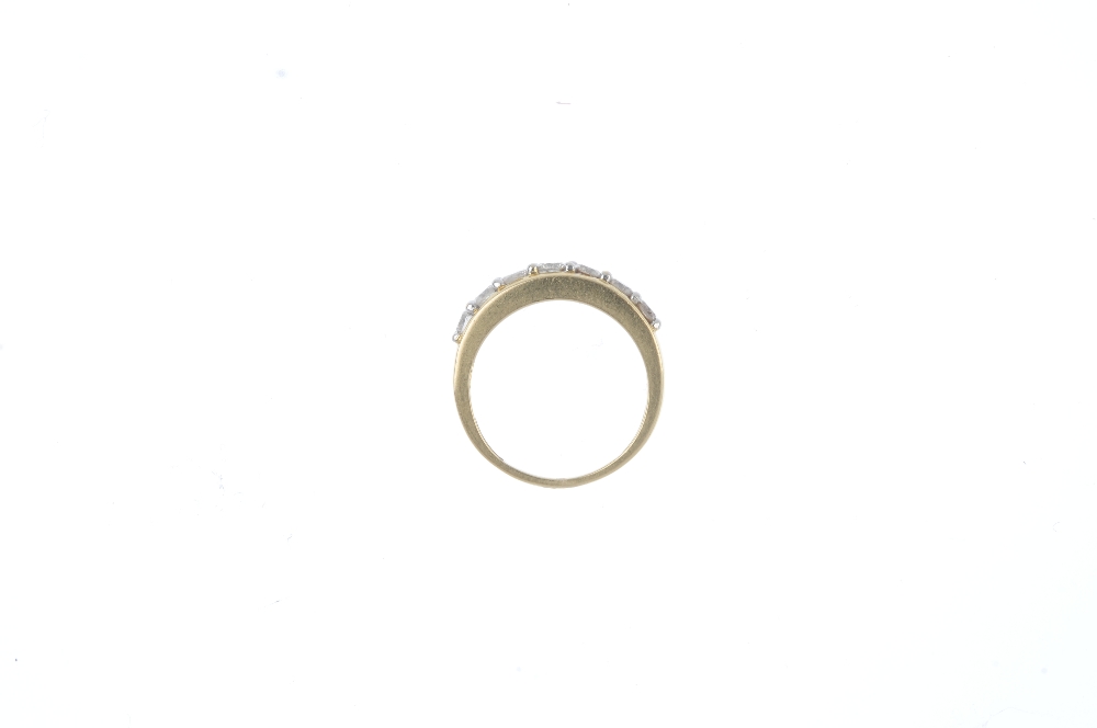 An 18ct gold diamond half-circle eternity ring. The brilliant-cut diamond line, to the tapered band. - Image 2 of 3