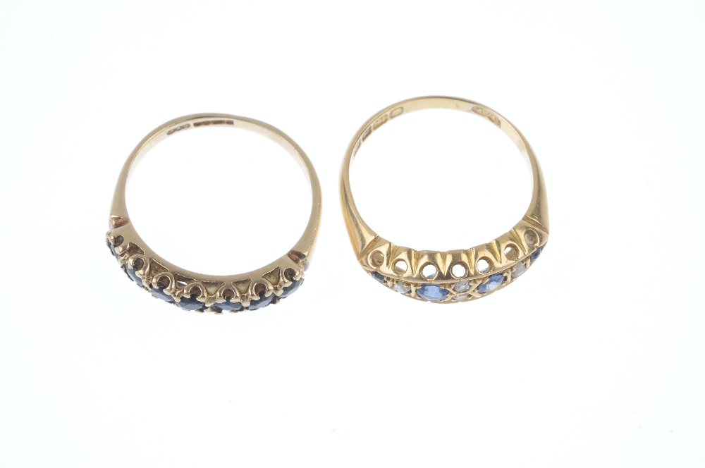 Two gold gem-set rings. To include an early 20th century 18ct gold sapphire and diamond dress - Image 2 of 3