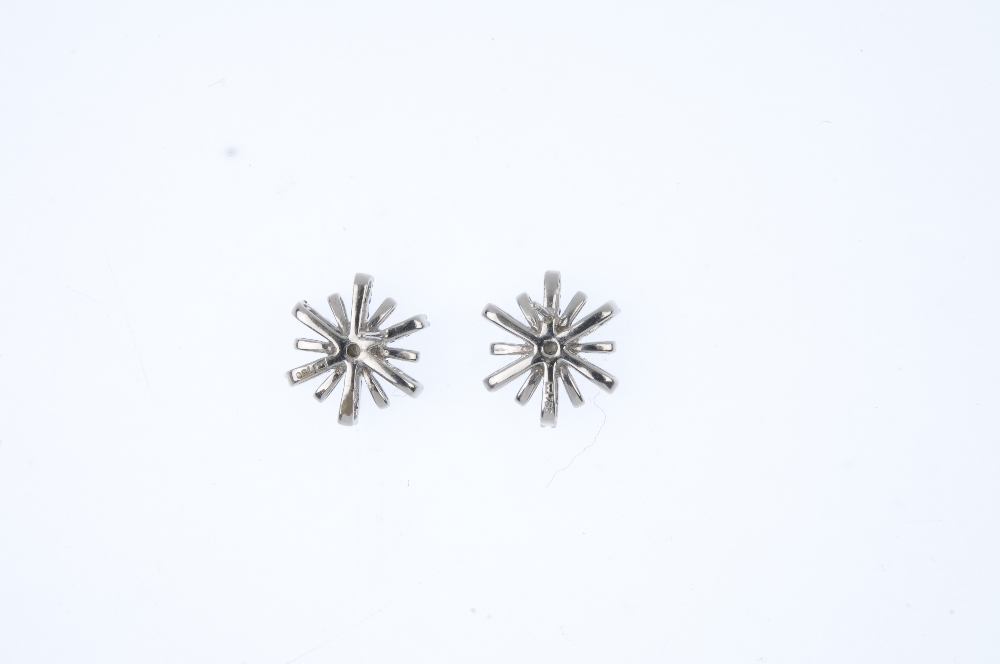 A pair sapphire and diamond ear studs. Each designed as alternating circular-shape sapphire and - Image 2 of 3