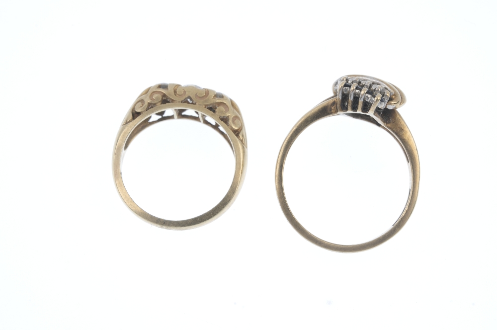 Two 9ct gold diamond rings. To include a graduated brilliant-cut diamond three-stone ring, - Image 4 of 4