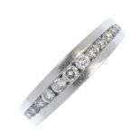 A diamond half-circle eternity ring. The graduated brilliant-cut diamond line, to the plain half-