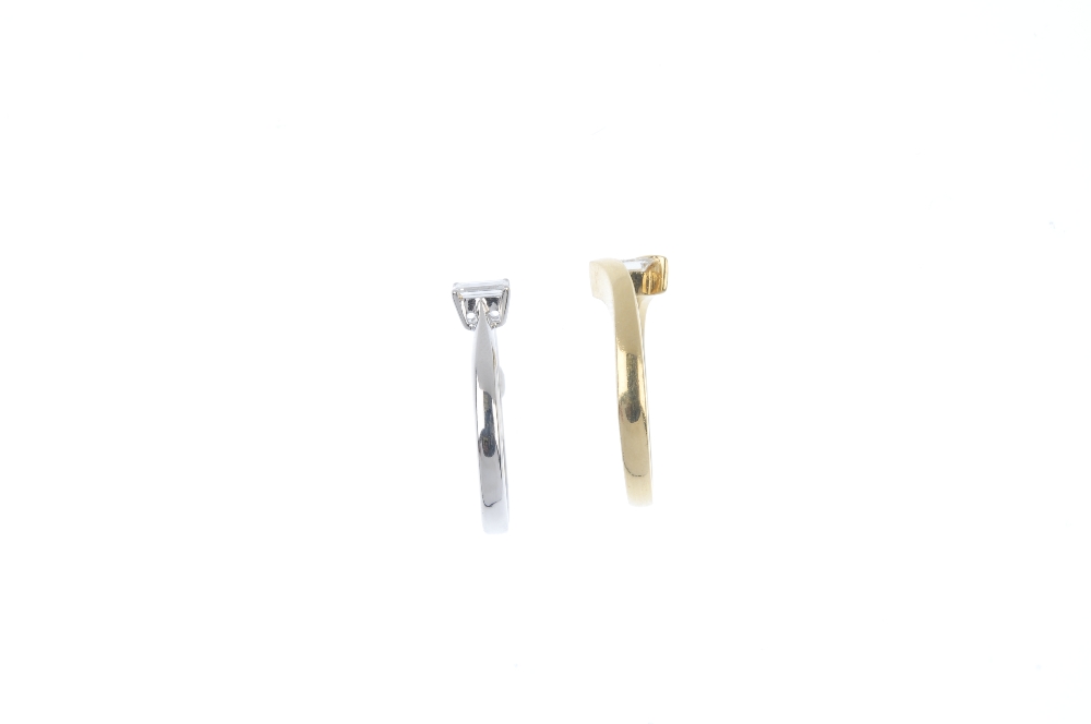 Two 18ct gold diamond single-stone rings. To include a rectangular-shape single-stone ring and a - Image 3 of 3