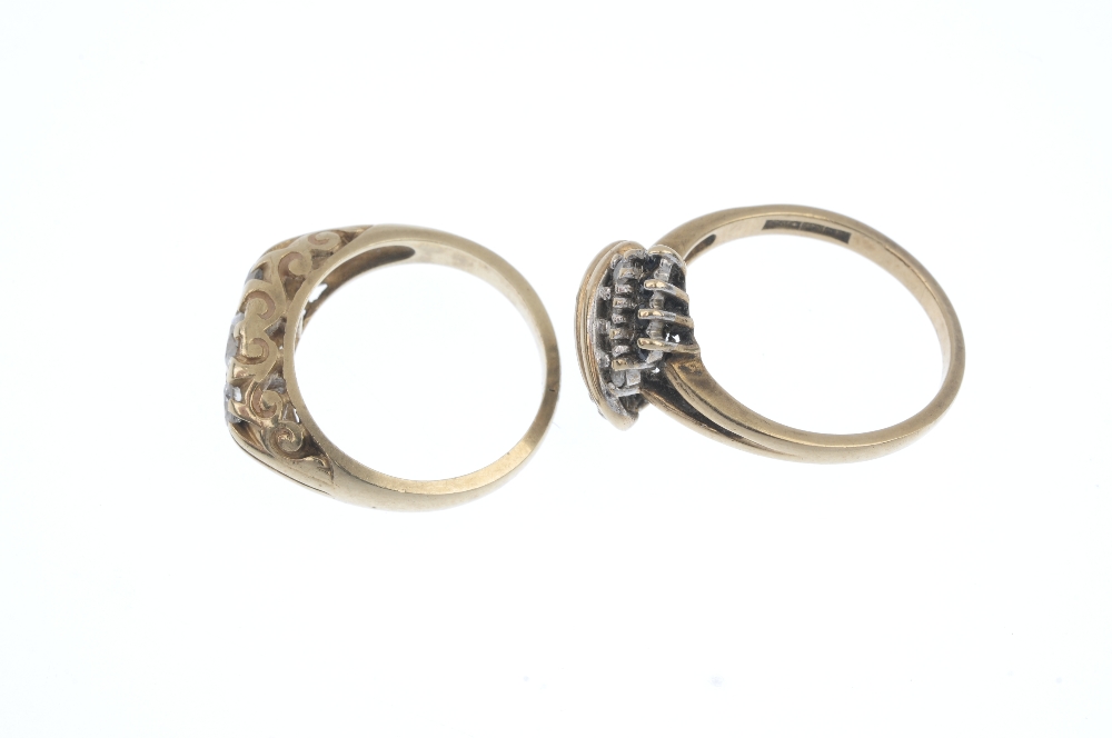 Two 9ct gold diamond rings. To include a graduated brilliant-cut diamond three-stone ring, - Image 3 of 4