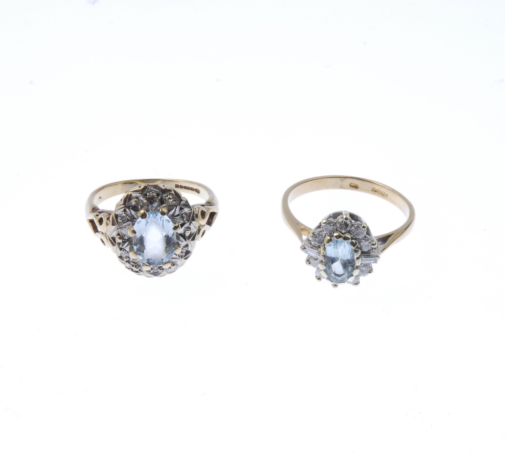 A selection of three 9ct gold diamond and gem-set rings. To include an oval-shape aquamarine and - Image 3 of 4