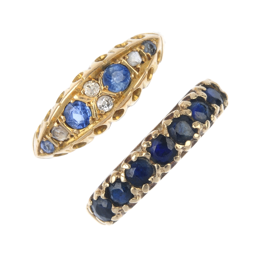 Two gold gem-set rings. To include an early 20th century 18ct gold sapphire and diamond dress