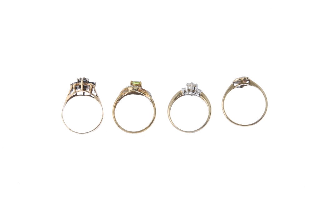 A selection of four diamond and gem-set rings. To include an oval-shape peridot and diamond - Image 4 of 4