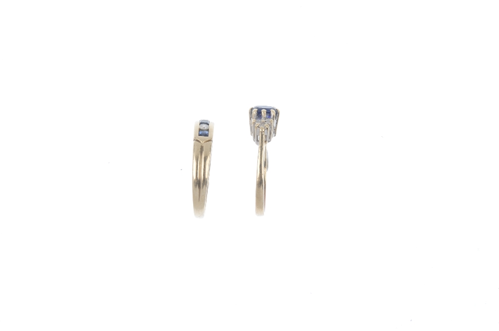 Two 9ct gold diamond and gem-set rings. To include an alternating brilliant-cut diamond and square- - Image 3 of 3