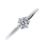 An 14ct gold diamond single-stone ring. The brilliant-cut diamond, to the plain band. Estimated