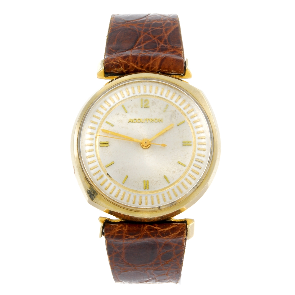 BULOVA - a gentleman's Accutron wrist watch. Yellow metal case, stamped 14K. Numbered C71231 M0.