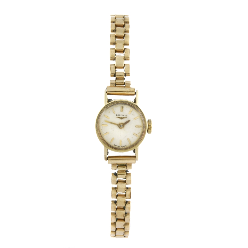 LONGINES - a lady's bracelet watch. Yellow metal case, stamped 9k, 0.375. Numbered 67651170.