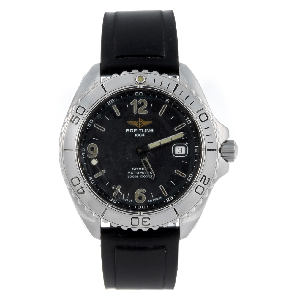 BREITLING - a gentleman's Shark wrist watch. Stainless steel case with calibrated bezel. Reference