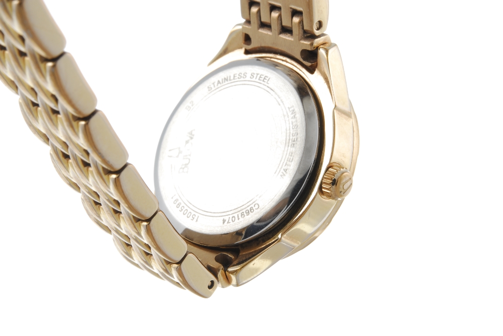 BULOVA - a lady's bracelet watch. Gold plated case with stainless steel case back and factory - Image 3 of 4