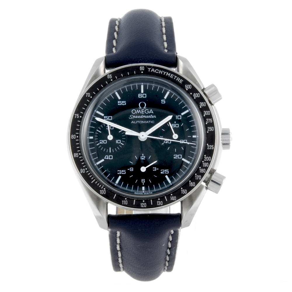 OMEGA - a gentleman's Speedmaster chronograph wrist watch. Stainless steel case with tachymeter