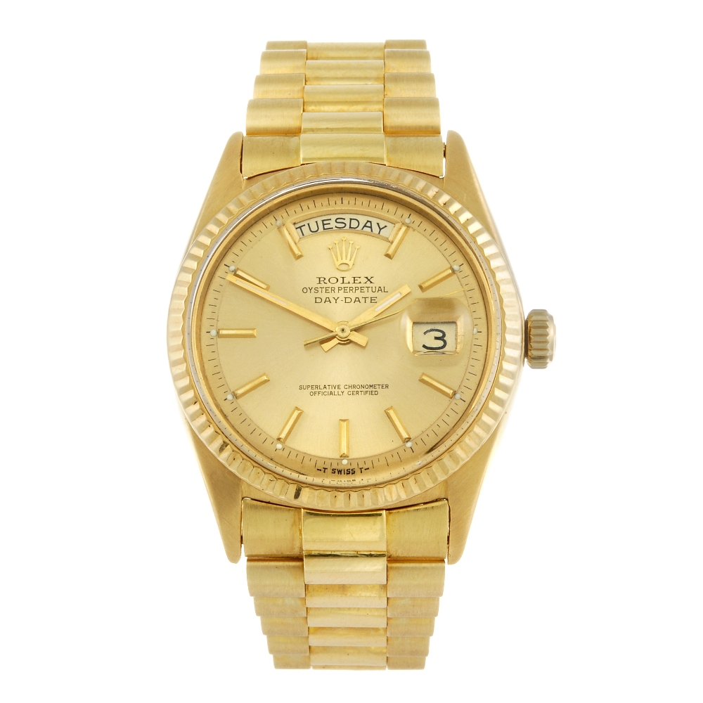 ROLEX - a gentleman's Oyster Perpetual Day-Date bracelet watch. Circa 1960's. 18ct yellow gold