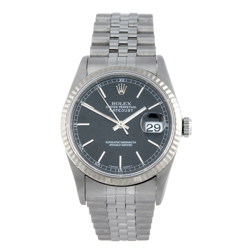 ROLEX - a gentleman's Oyster Perpetual Datejust bracelet watch. Circa 1996. Stainless steel case