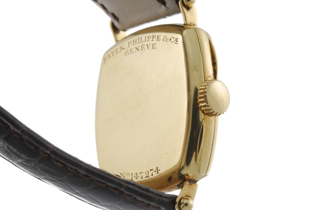 PATEK PHILIPPE - a gentleman's wrist watch. Yellow metal case, stamped 18Kts with poincon. - Image 3 of 4