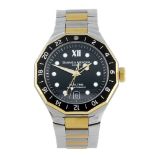 BAUME & MERCIER - a gentleman's Riviera Dual Time bracelet watch. Stainless steel case with yellow