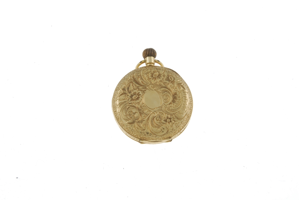 An open face pocket watch. 18ct yellow gold case, import hallmark London 1909. Unsigned keyless wind - Image 2 of 4