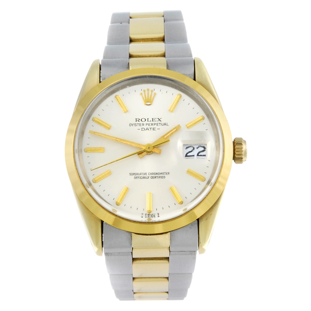 ROLEX - a gentleman's Oyster Perpetual Date bracelet watch. Circa 1981. Gold capped case with