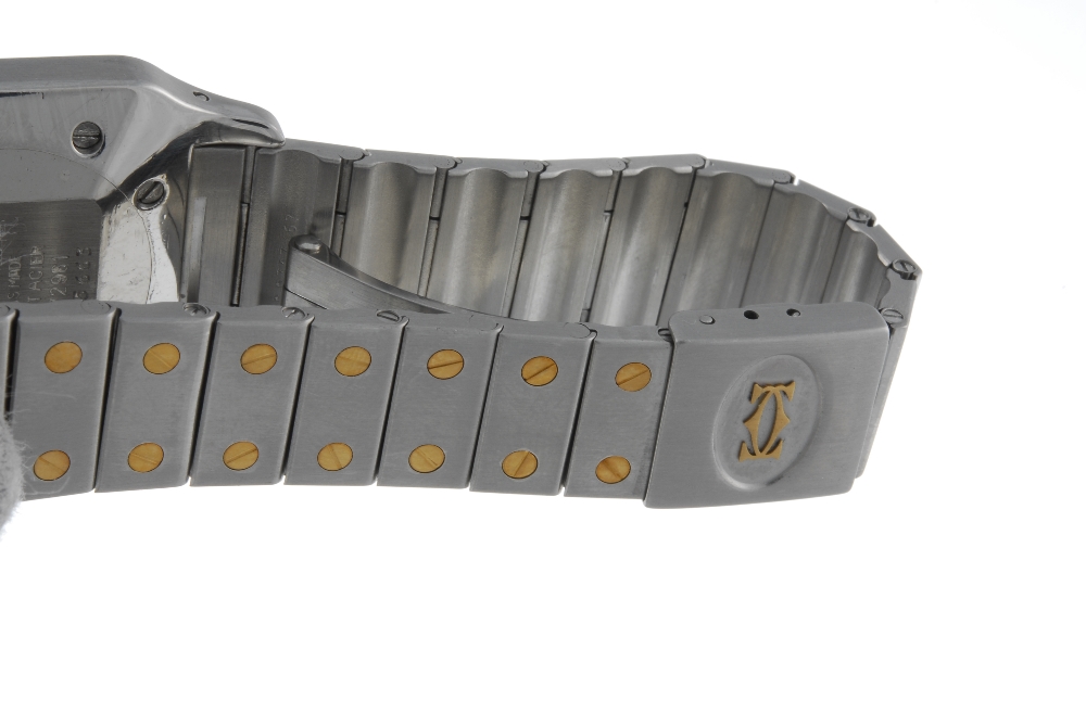 CARTIER - a Santos bracelet watch. Stainless steel case with yellow metal bezel. Numbered 1172961 - Image 4 of 4
