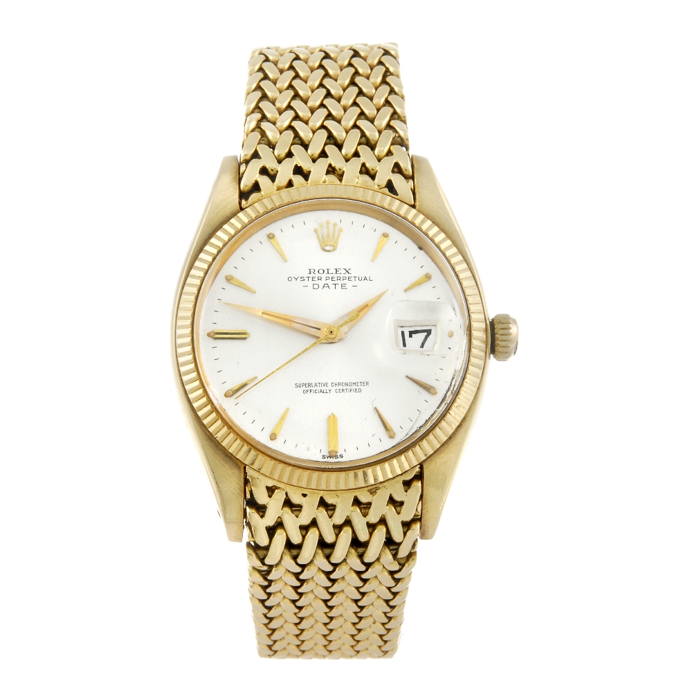 ROLEX - a gentleman's Oyster Perpetual Date bracelet watch. Circa 1981. 18ct yellow gold case with