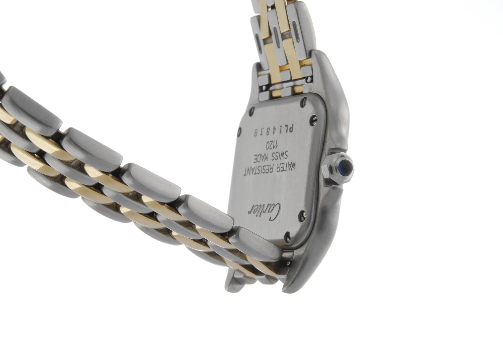 CARTIER - a Panthere bracelet watch. Stainless steel case with yellow metal bezel. Reference 1120, - Image 3 of 4
