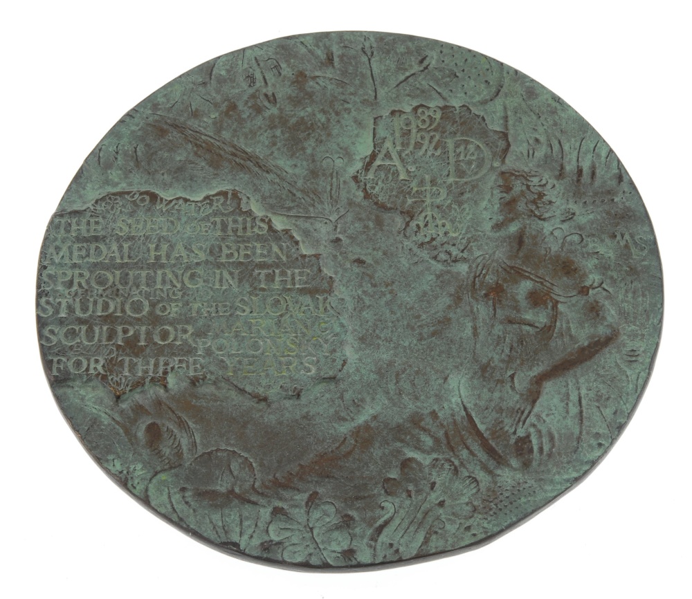A Medal For BAMS 1992, cast bronze medal by Marian Polonsky, birds around a large egg, rev. - Image 2 of 6