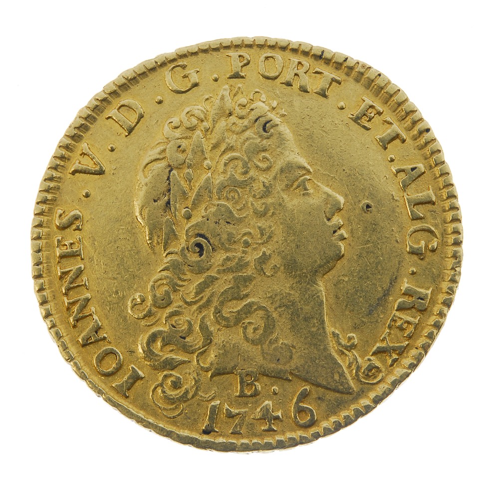 Brazil, John V, gold 6400-Reis 1746B, Bahia mint (KM 151). Very fine. Very fine.