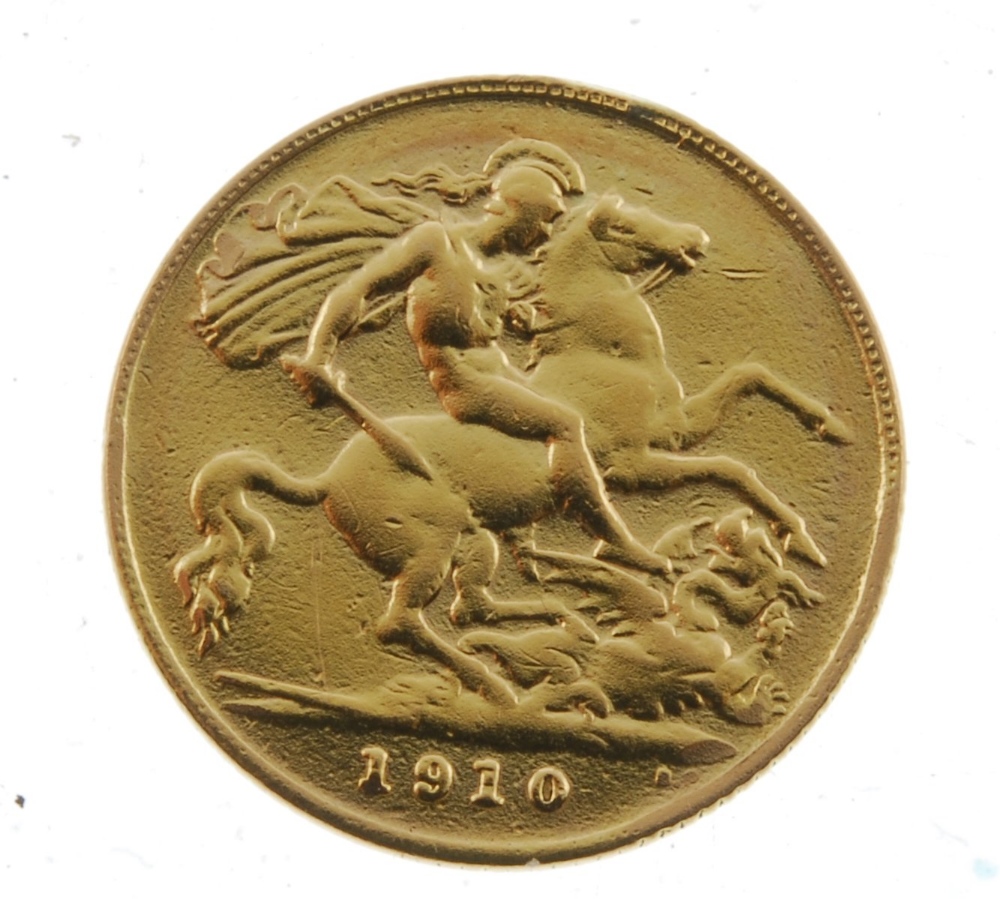 Edward VII, Half-Sovereign 1910. Fair, previously mounted. Fair, previously mounted. - Image 2 of 2