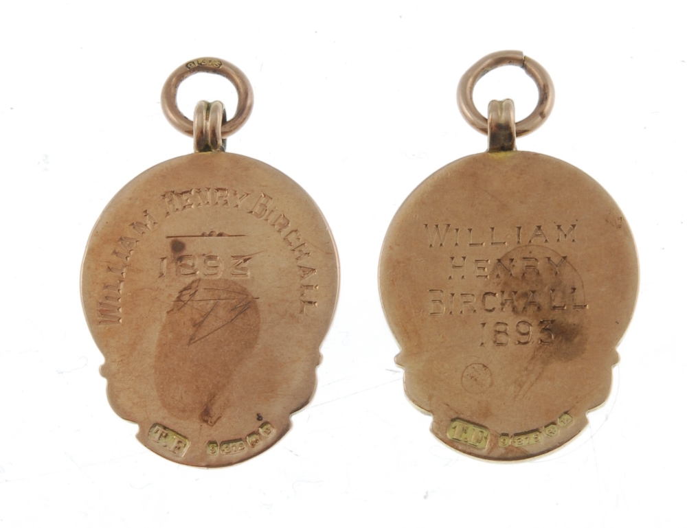 Two late Victorian 9ct gold and enamel medals for 30 and 40 years service, the reverse engraved - Image 2 of 2