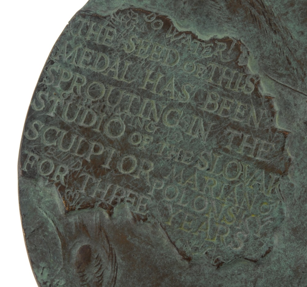 A Medal For BAMS 1992, cast bronze medal by Marian Polonsky, birds around a large egg, rev. - Image 4 of 6