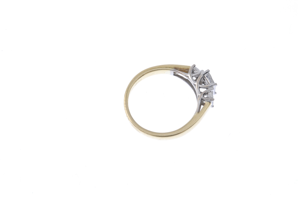 An 18ct gold diamond ring. The square-shape diamond panel, raised to the similarly-set diamond sides - Image 7 of 8